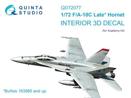 1:72 F/A-18C late 3D-Printed & coloured Interior on decal paper (Academy)