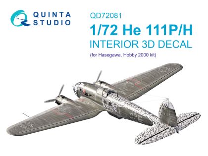1:72 He 111 P/H 3D-Printed & coloured Interior on decal paper (Hasegawa)