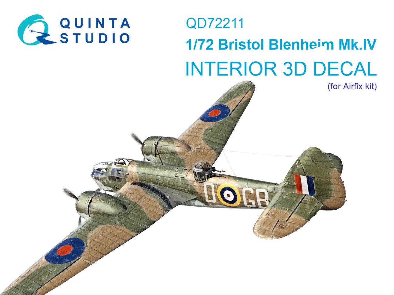 1:72 Bristol Blenheim Mk.IV 3D-Printed & coloured Interior on decal paper (Airfix)