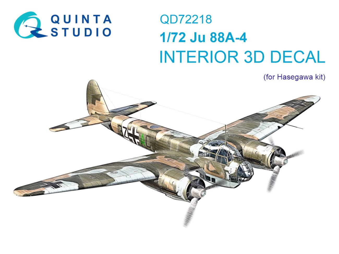 1:72 Ju 88A-4 3D-Printed & coloured Interior on decal paper (Hasegawa)