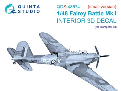1:48 Fairey Battle Mk.I 3D-Printed & coloured Interior on decal paper (Trumpeter) (small version)