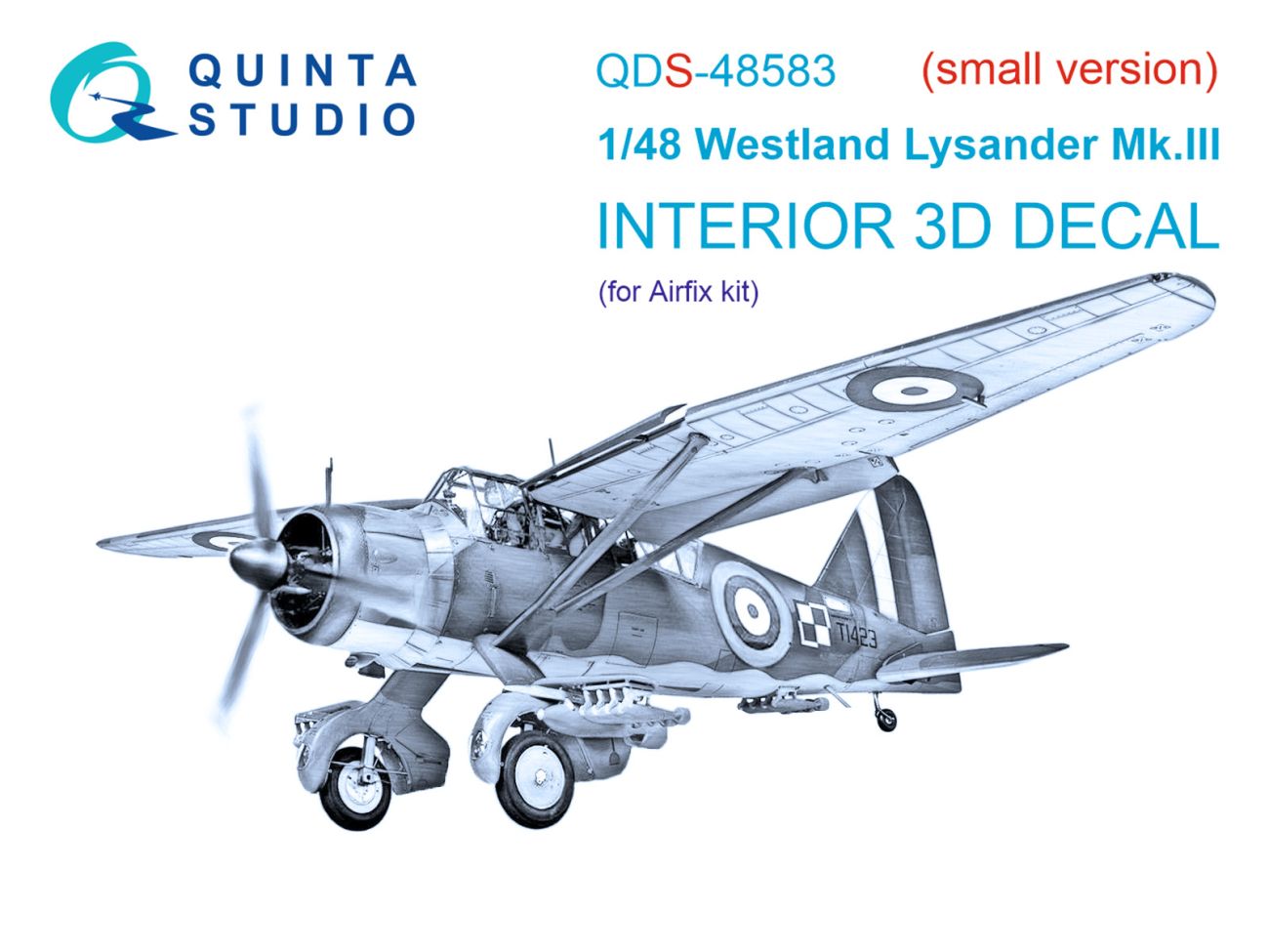 1:48 Westland Lysander Mk.III 3D-Printed & coloured Interior on decal paper (Airfix) (small version)