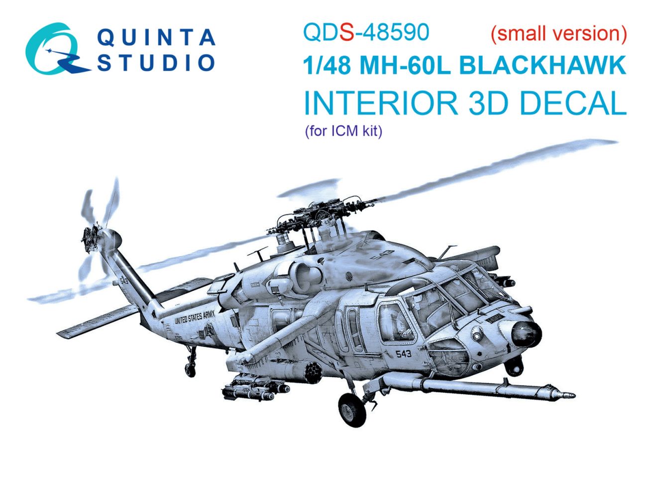 1:48 MH-60L Blackhawk 3D-Printed & coloured Interior on decal paper (ICM) (Small version)