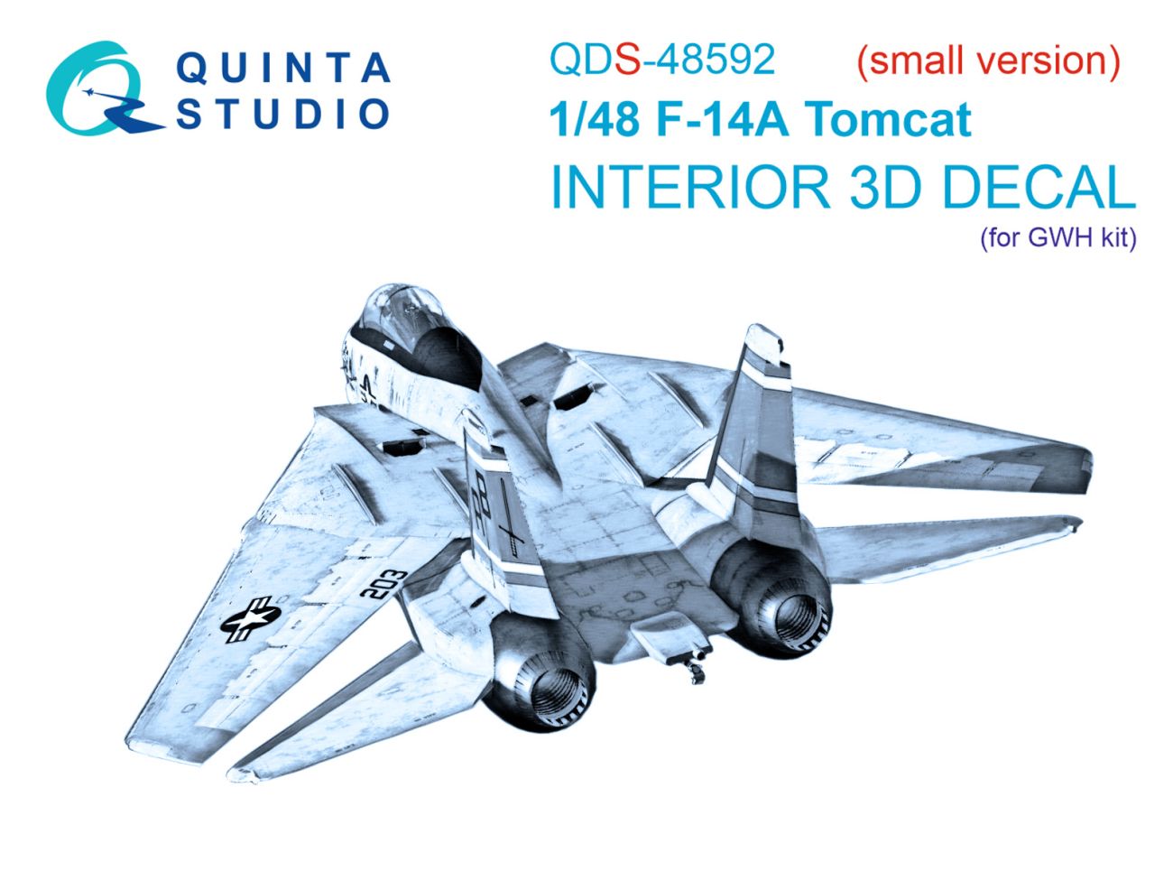 1:48 F-14A Tomcat 3D-Printed & coloured Interior on decal paper (GWH) (Small version)