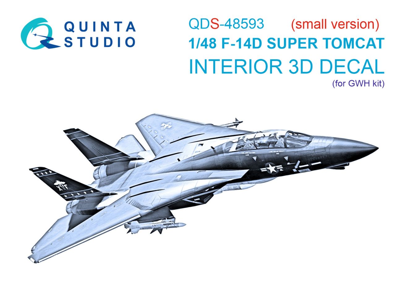 1:48 F-14D Super Tomcat 3D-Printed & coloured Interior on decal paper (GWH) (Small version)