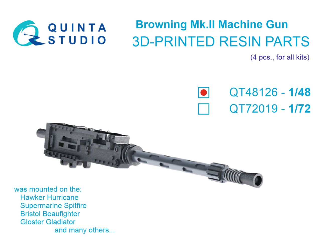 1:48 Browning Mk.II Machine gun, 4 pcs (all kits)