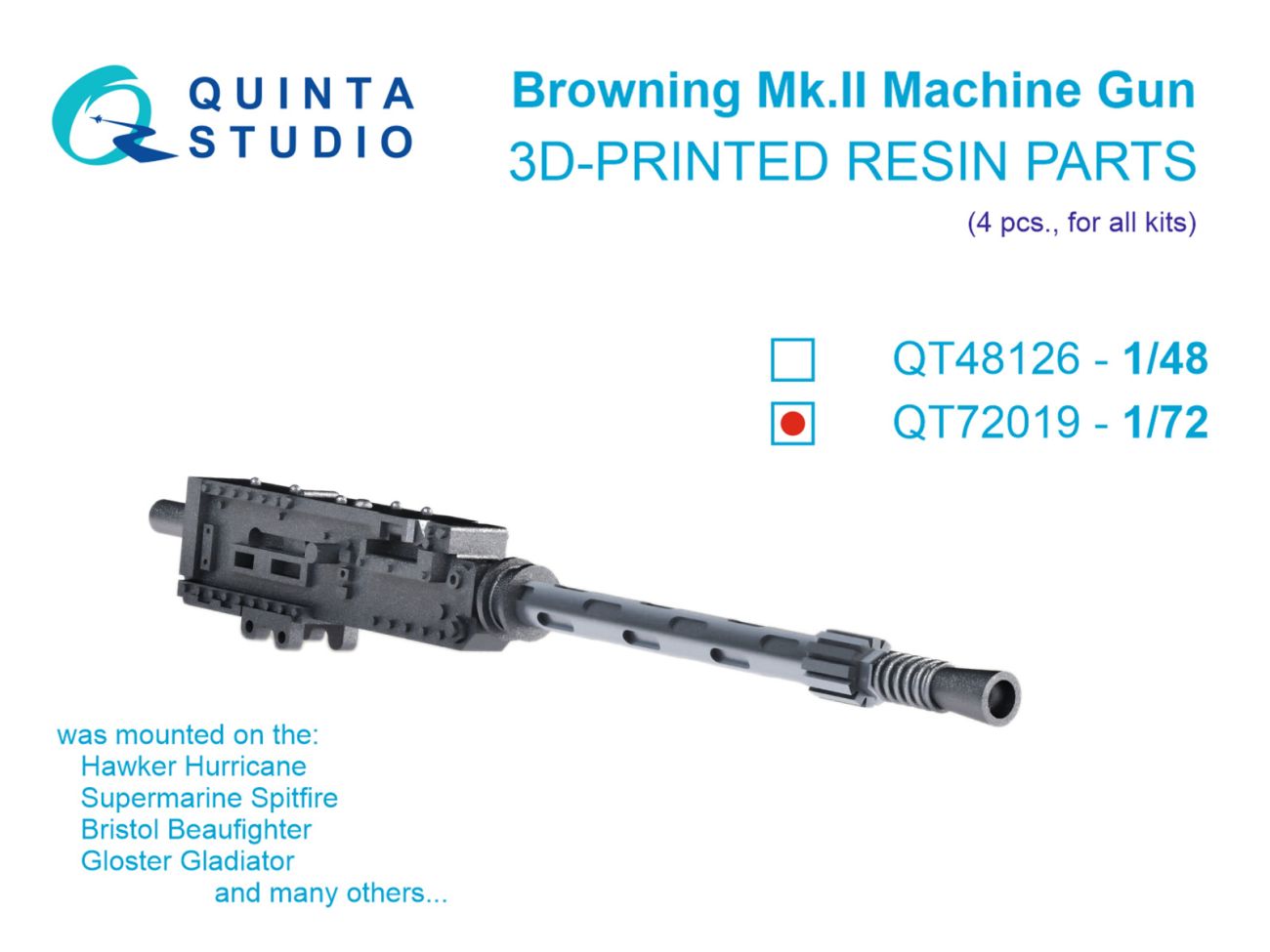 1:72 Browning Mk.II Machine gun, 4 pcs (all kits)