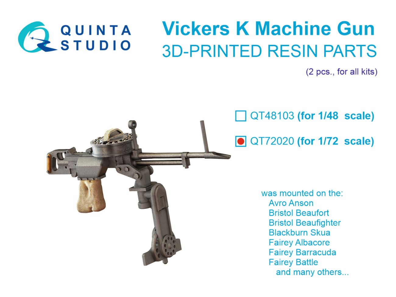 1:72 Vickers K Machine gun, 2 pcs (all kits)