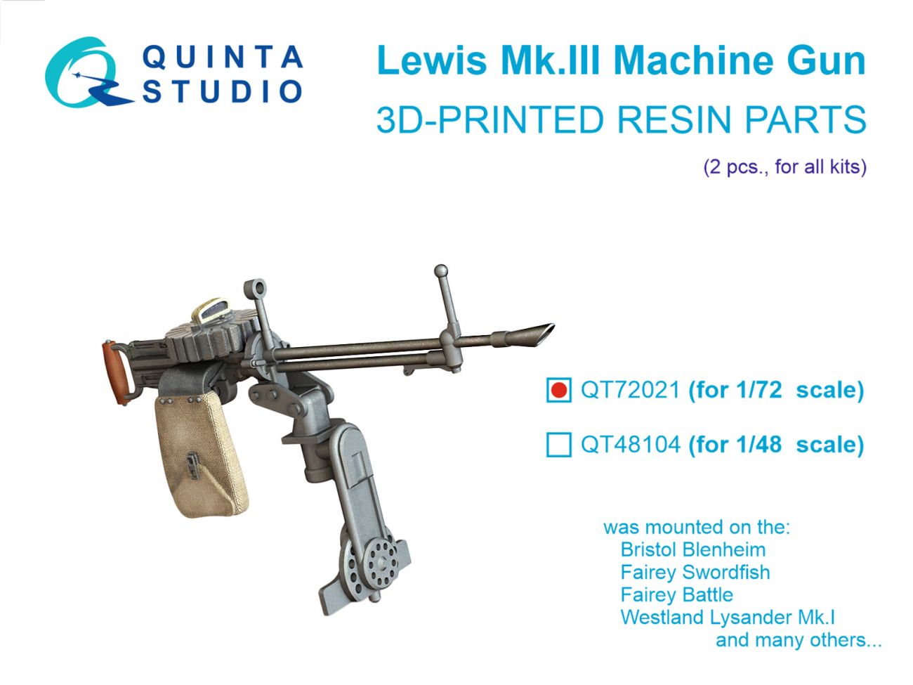 1:72 Lewis Mk.III Machine gun, 2 pcs (all kits)
