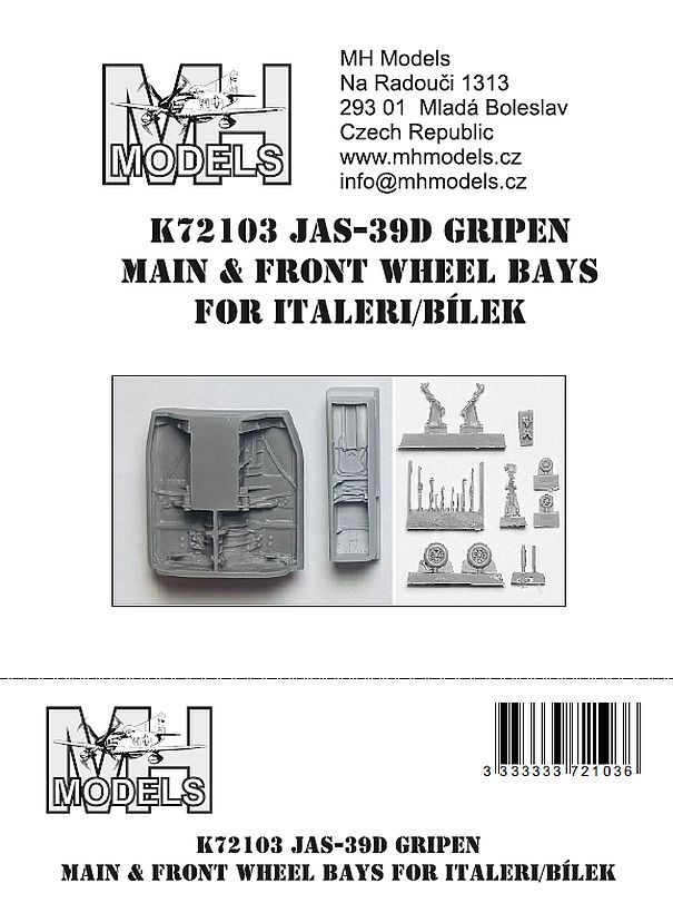 1:72 JAS-39D Gripen main & front wheel bays for Italeri,Bílek