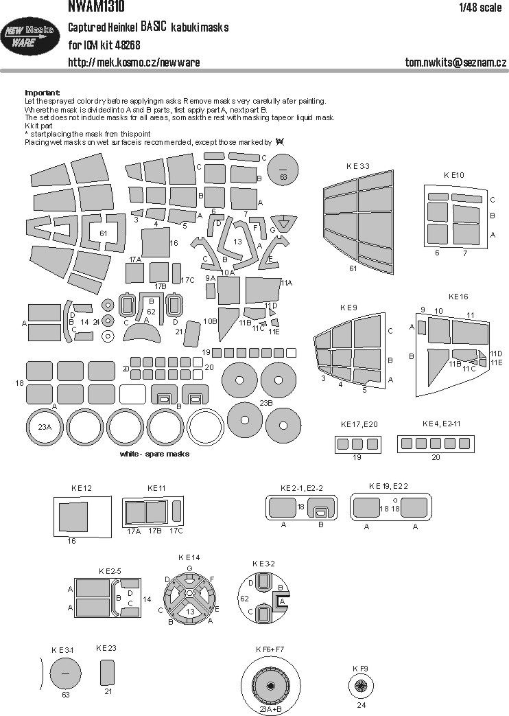 1:48 Captured Heinkel BASIC Kabuki Masks (For ICM 48268)