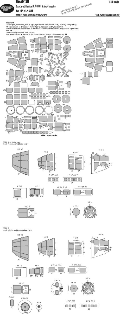 1:48 Captured Heinkel EXPERT Kabuki Masks (For ICM 48268)