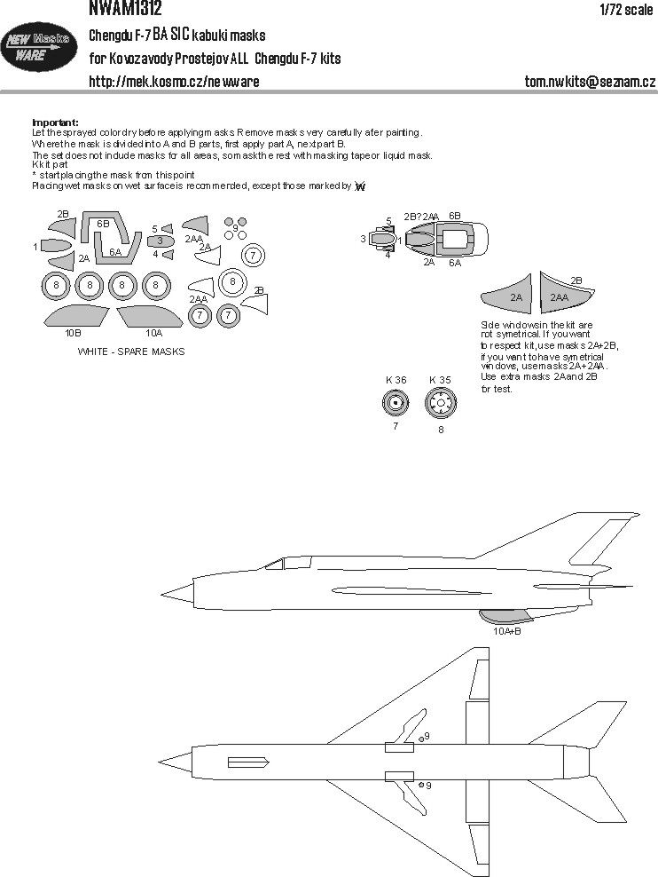 1:72 Chengdu F-7 BASIC Kabuki Masks (For Kovozavody Prostejov)