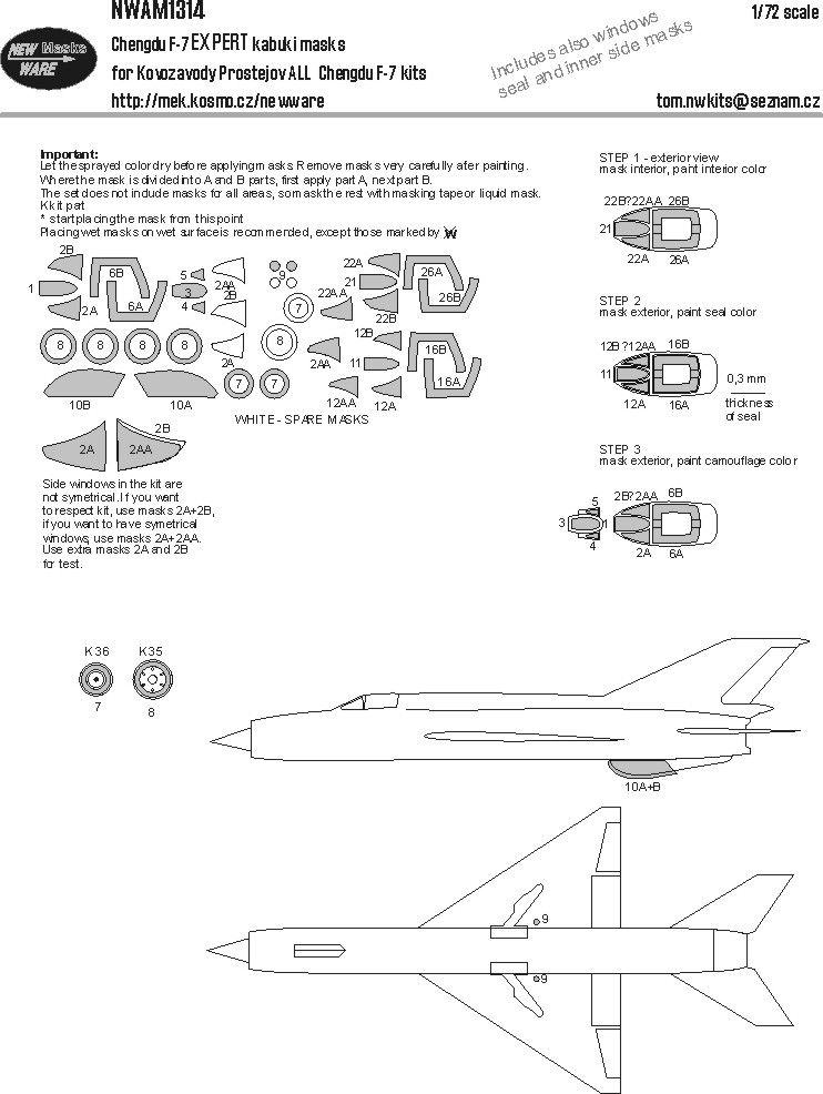 1:72 Chengdu F-7 EXPERT Kabuki Masks (For Kovozavody Prostejov)