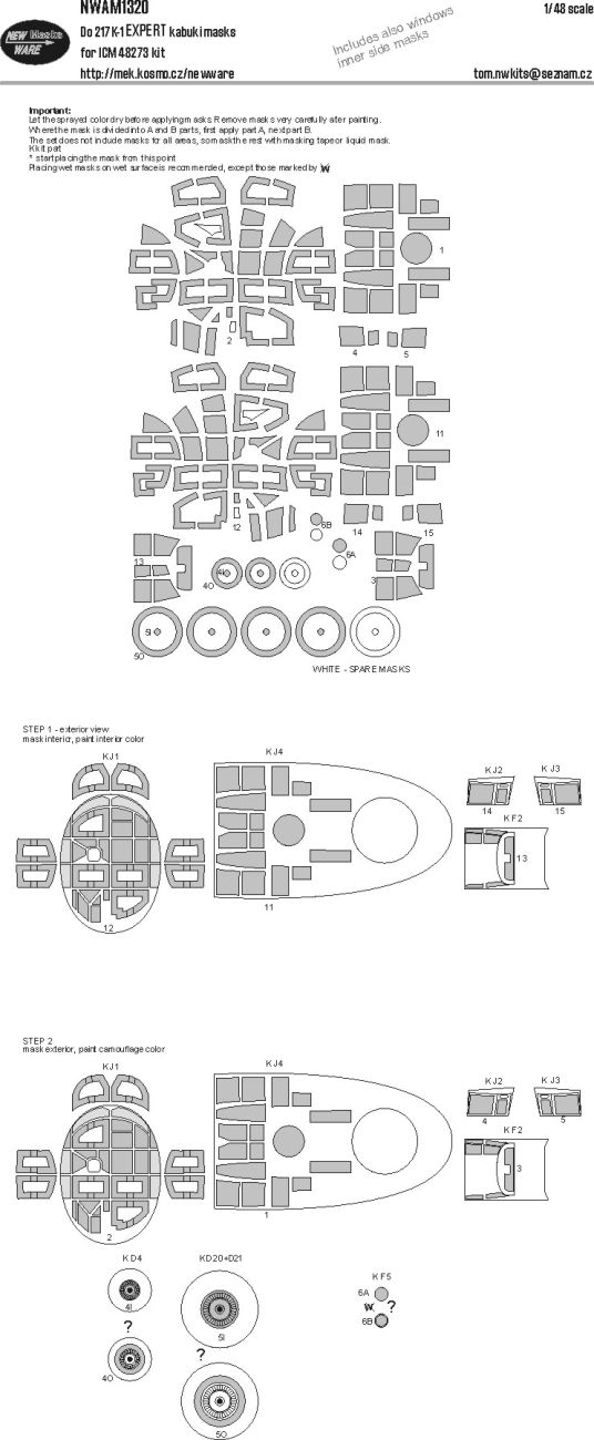 1:48 Do 217K-1 EXPERT Kabuki Masks (For ICM 48273)