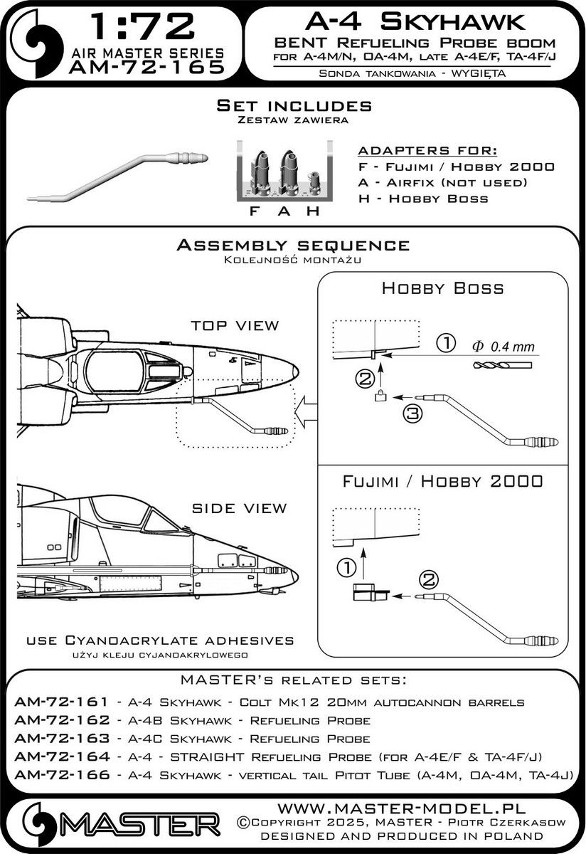 1:72 A-4 Skyhawk - BENT refueling probe boom (used on versions A-4M/N, OA-4M & late A-4E/F & TA-4F/J)
