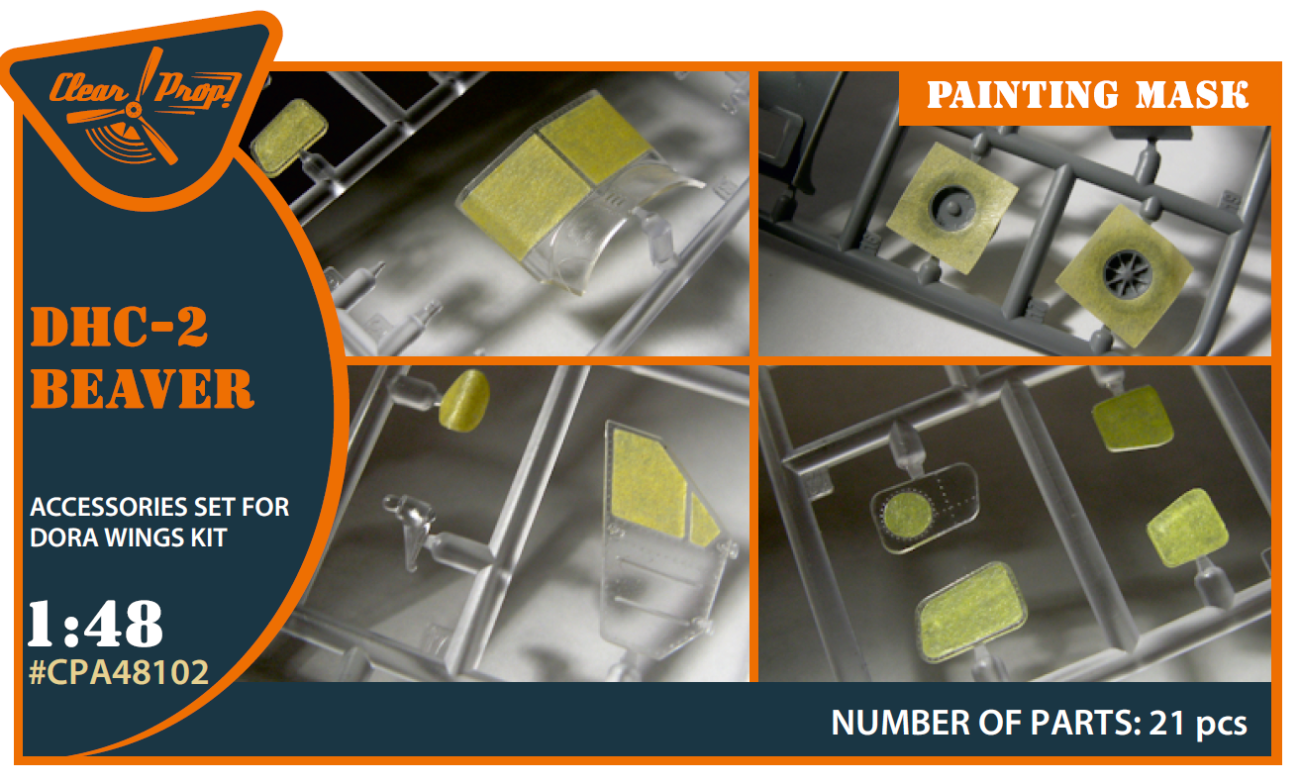 1:48 DHC-2 Beaver painting mask on yellow kabuki paper for Dora Wings kit