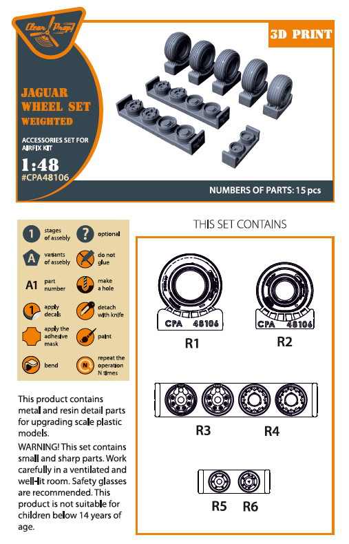 1:48 Jaguar Wheels set weighted