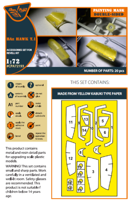 1:72 BAe HAWK T.1 double-sided painting mask on yellow kabuki paper