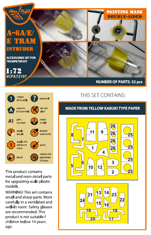 1:72 A-6A/A-6E/A-6E Tram Intruder double-sided painting mask on yellow kabuki paper