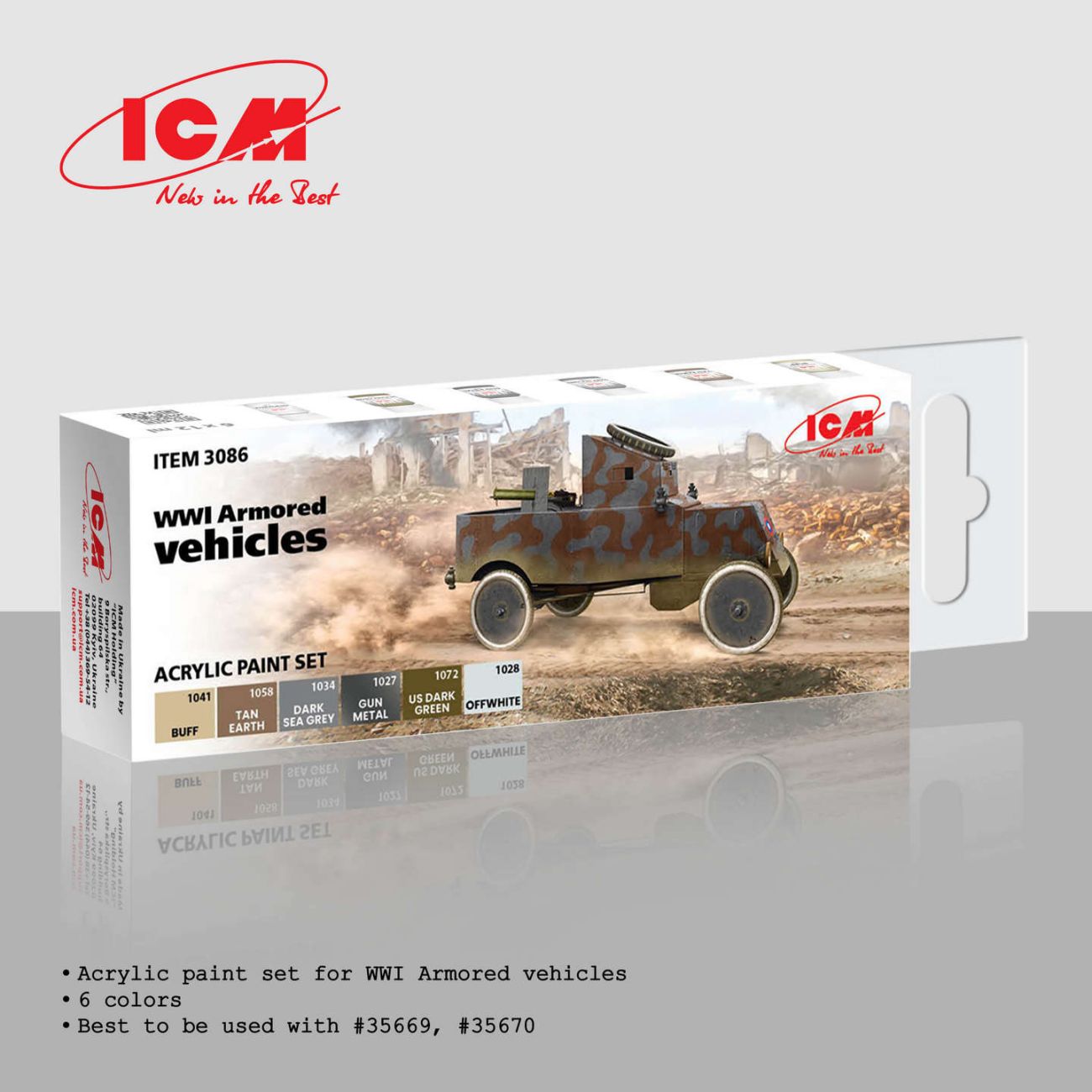 Acrylic paint set for WWI Armored vehicles
