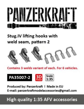 1:35 Stug.IV lifting hooks with weld seam pattern 2, 3 welds variant of each, for 6 vehicles