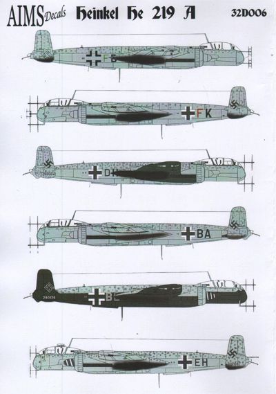 1:32 Heinkel He-219 A (7 schemes)
