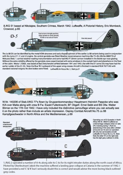 1:32 Junkers Ju-88 A-4 / C-6 / D-5 (6 schemes)