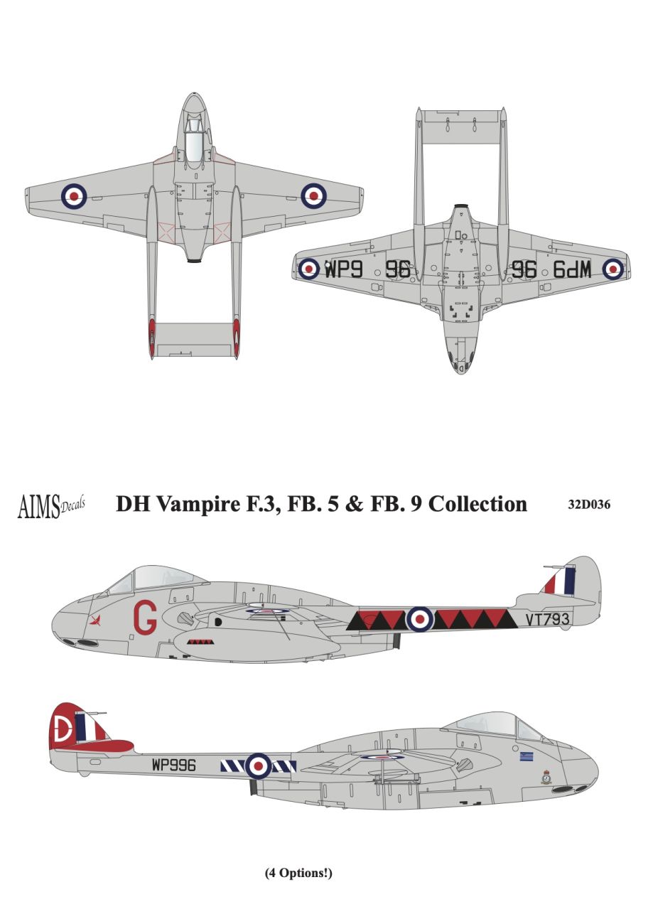 1:32 de Havilland Vampire F.3, FB.5 & FB.9 Collection (for Infinity models kits)