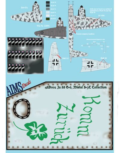 1:48 Junkers Ju-88 G Decals (designed to be used with Dragon kits)