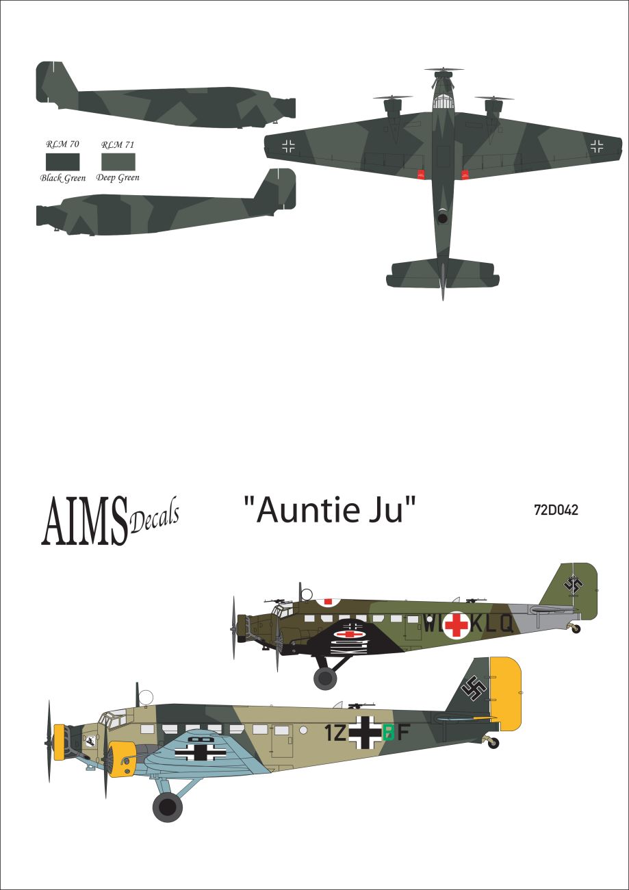1:72 Junkers Ju-52/3m Decals (Poland 1939 / Balkans 1941)