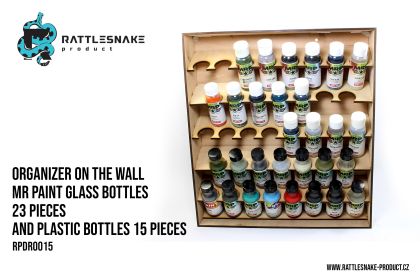Organizer on the wall MR. Paint glass bottles 23 pieces and plastic bottles 15 pieces
