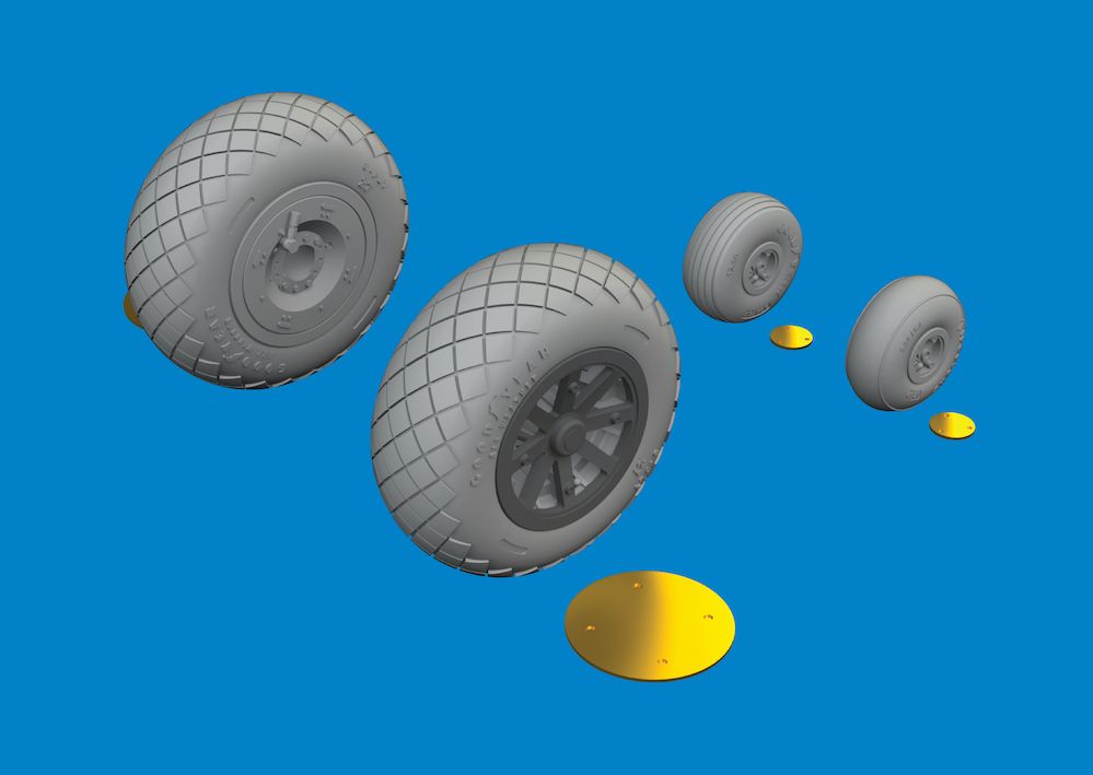 1:48 P-40N Warhawk wheels with the diamond tread