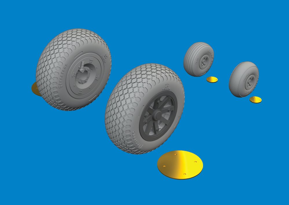 1:48 P-40N Warhawk wheels with the cross tread