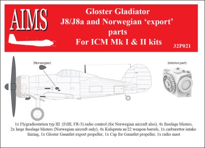 1:32 Swedish J8 conversion for Gloster Gladiator Mk.II (FOR ICM kits