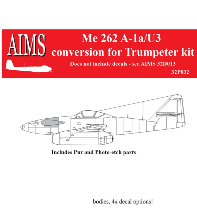 1:32 Messerschmitt Me-262 A-1/U-3 - Conversion Set (designed be used with Trumpeter kits)