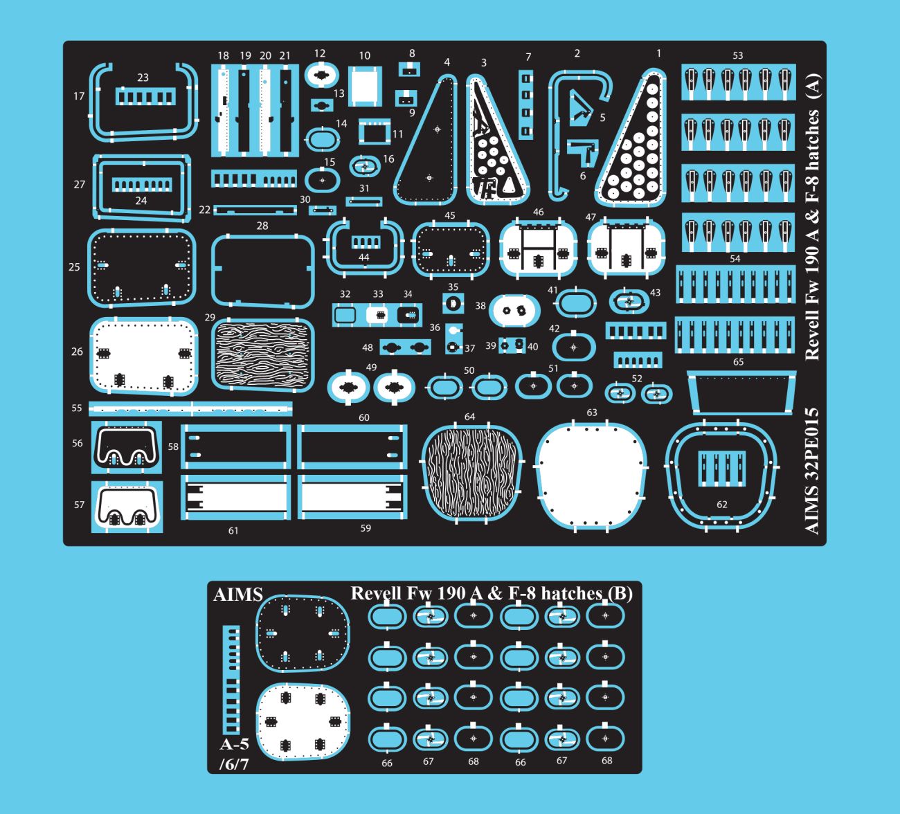 1:32 Focke-Wulf Fw-190 A-8/F-8 - Hatches and Latches (designed to be used with Revell kits) (including Fw-190A-5/Fw-190A-6/Fw-190A-7 lower hatch for conversions)