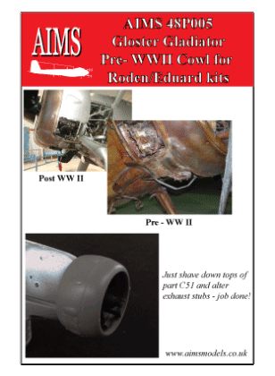 1:48 Gloster Gladiator Mk.I - Pre-WWII Cowl (designed to be used with Eduard kits and Roden kits)