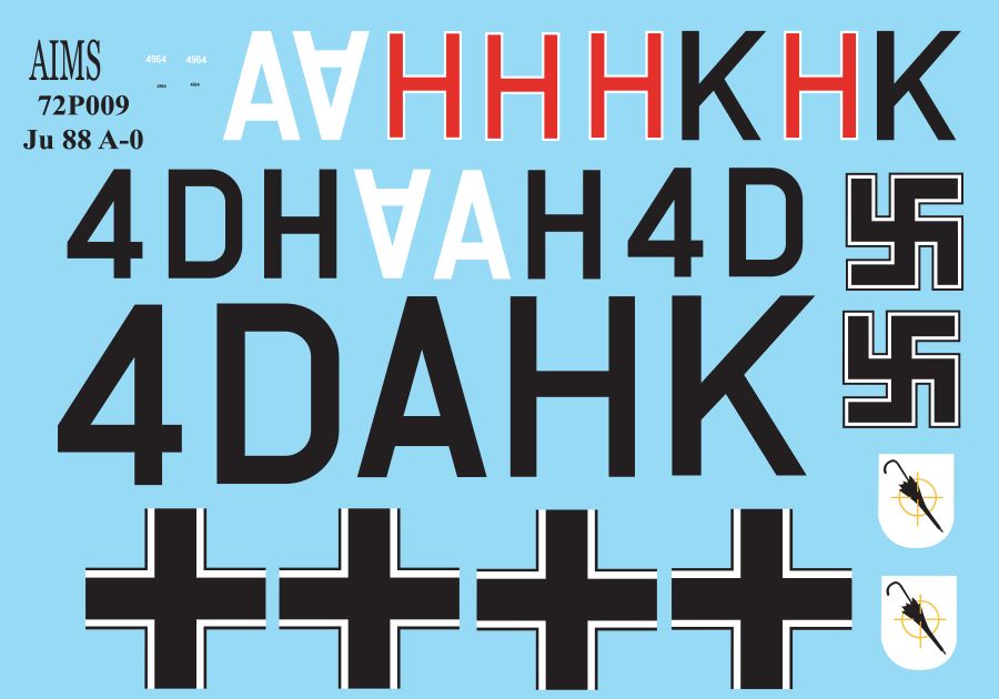 1:72 Ju-88 A-0 - decals and propellers set (for Revell Ju-88 A-1 kits)