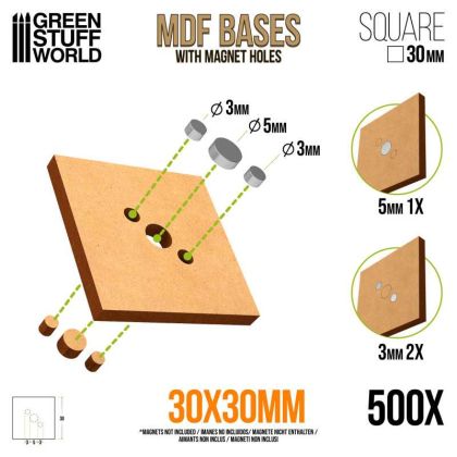 MDF Bases - Square 30 mm (Pack x500)