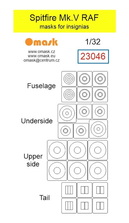 1:32 Spitfire Mk.V RAF masks for insignias