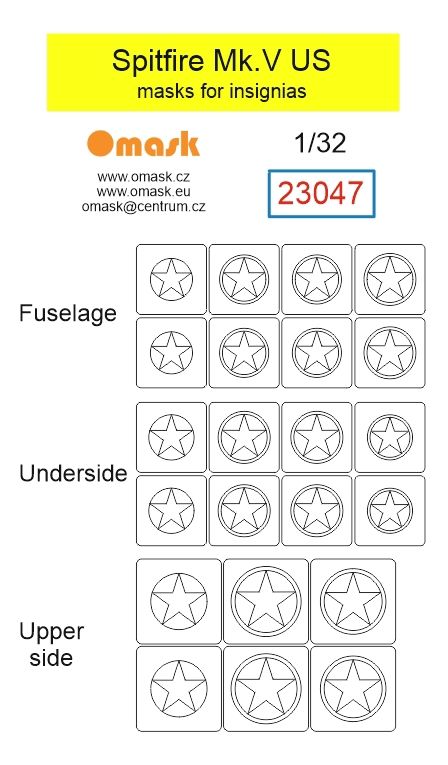 1:32 Spitfire Mk.V US masks for insignias
