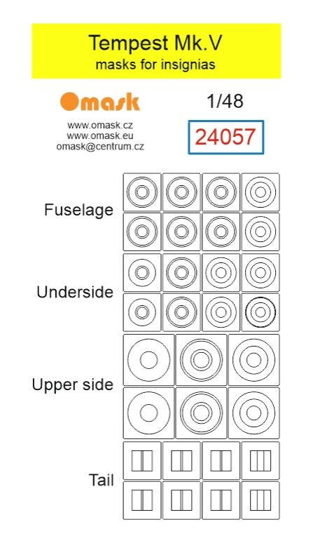 1:48 Tempest Mk.V RAF masks for insignias