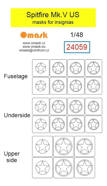 1:48 Spitfire Mk.V US masks for insignias