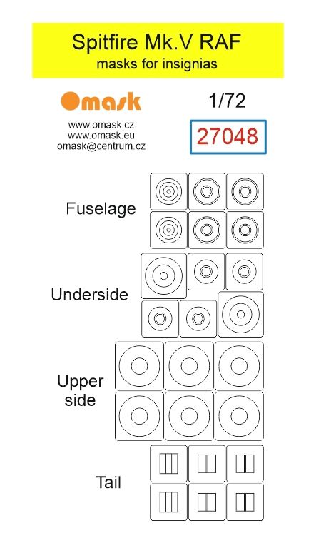 1:72 Spitfire Mk.V RAF masks for insignias