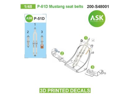 1:48 P-51D Mustang seat belts - 3D printed decals by ASK
