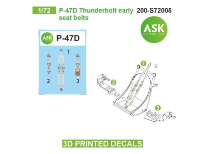 1:72 P-47D seat belts - 3D printed decals by ASK