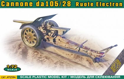 1:72 Italian 105/28 Field Cannon with Rubberized Wheels