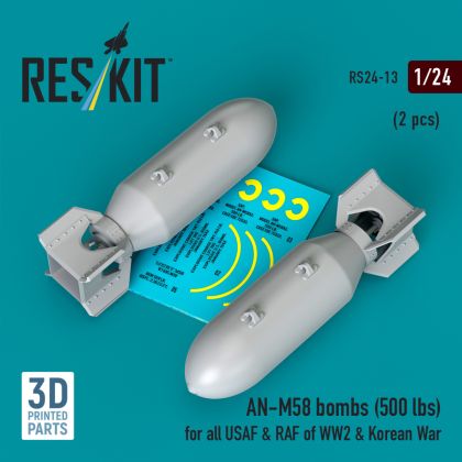 1:24 AN-M58 bombs (500 lbs) for all USAF & RAF of WW2 & Korean War (2 pcs)
