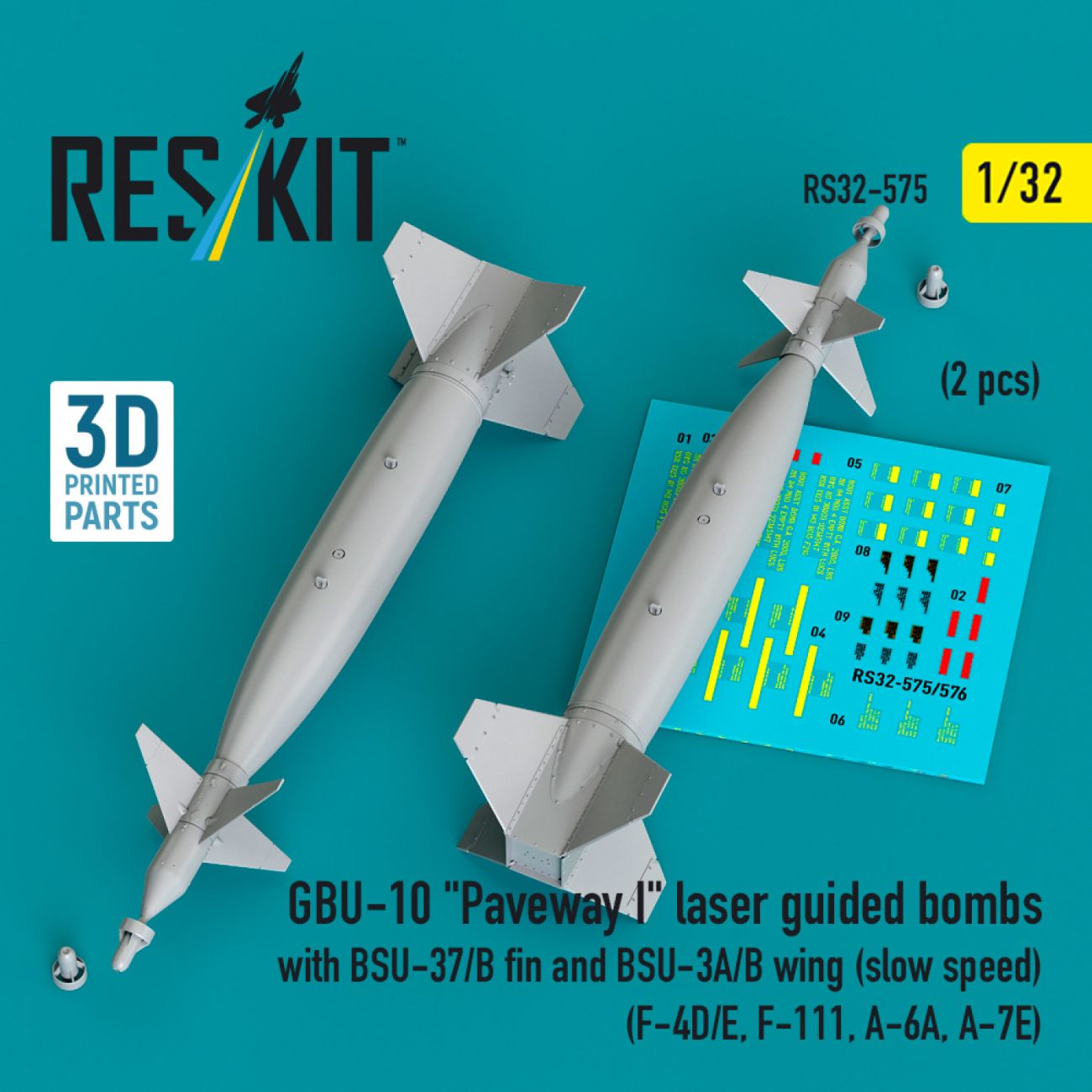 1:32 GBU-10 Paveway I laser guided bombs with BSU-37/B fin and BSU-3A/B wing (slow speed) (2 pcs)